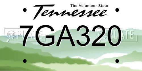 7GA320 Tennessee License Plate