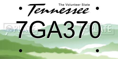7GA370 Tennessee License Plate