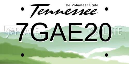 7GAE20 Tennessee License Plate