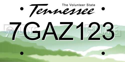 7GAZ123 Tennessee License Plate