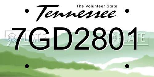 7GD2801 Tennessee License Plate