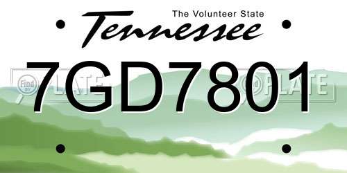 7GD7801 Tennessee License Plate