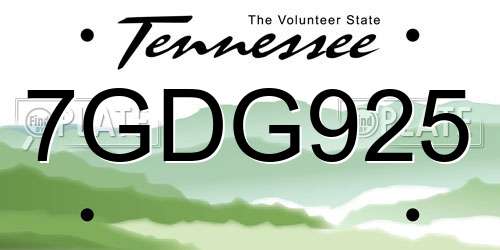 7GDG925 Tennessee License Plate