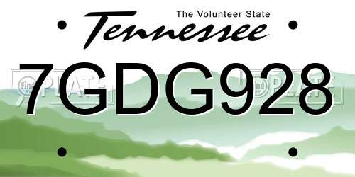 7GDG928 Tennessee License Plate