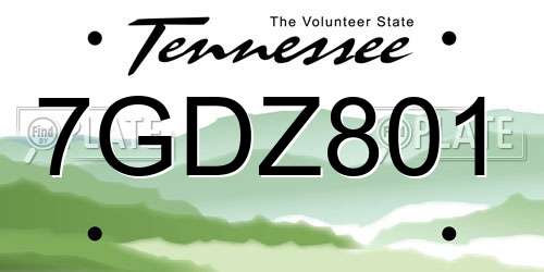 7GDZ801 Tennessee License Plate