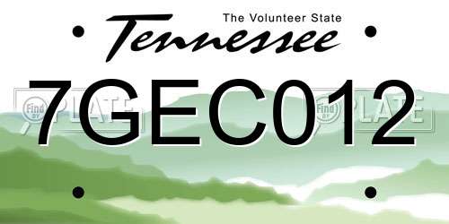 7GEC012 Tennessee License Plate
