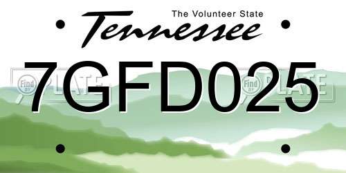7GFD025 Tennessee License Plate
