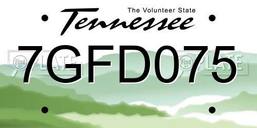 7GFD075 Tennessee License Plate