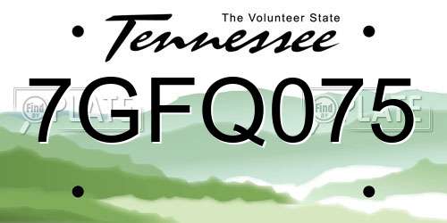 7GFQ075 Tennessee License Plate