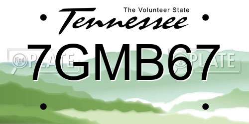 7GMB67 Tennessee License Plate