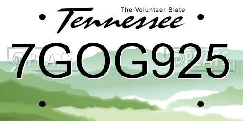 7GOG925 Tennessee License Plate