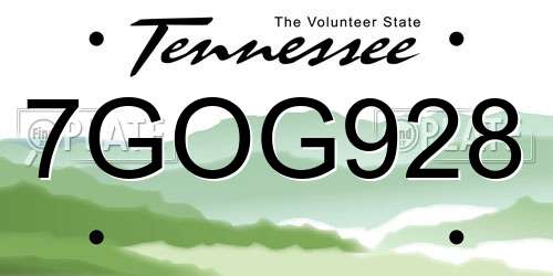 7GOG928 Tennessee License Plate