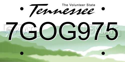 7GOG975 Tennessee License Plate