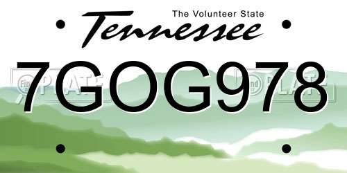 7GOG978 Tennessee License Plate