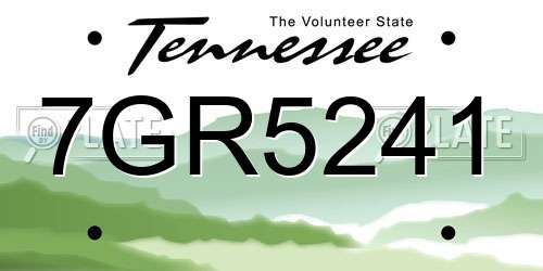 7GR5241 Tennessee License Plate