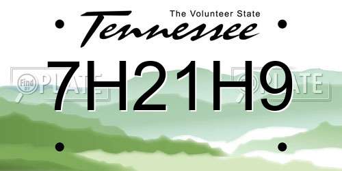 7H21H9 Tennessee License Plate