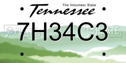 7H34C3 Tennessee License Plate