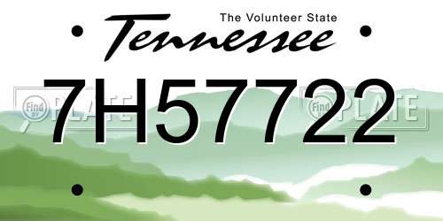 7H57722 Tennessee License Plate