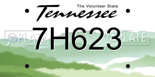 7H623 Tennessee License Plate