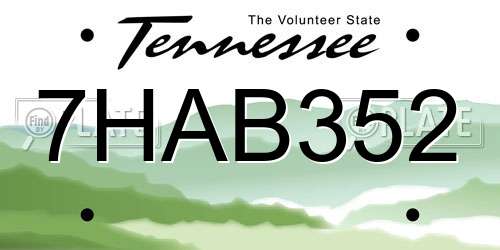 7HAB352 Tennessee License Plate