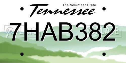 7HAB382 Tennessee License Plate
