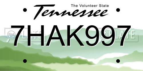 7HAK997 Tennessee License Plate