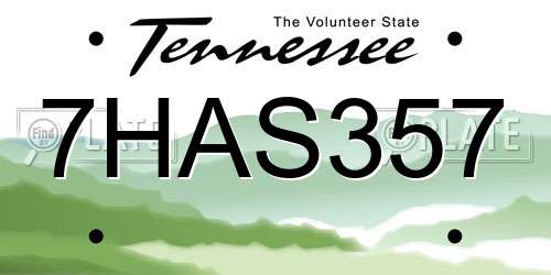7HAS357 Tennessee License Plate