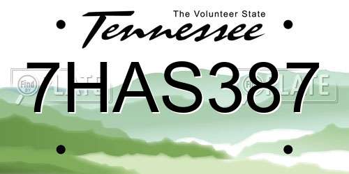 7HAS387 Tennessee License Plate