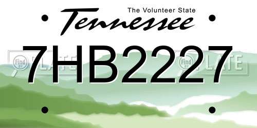 7HB2227 Tennessee License Plate