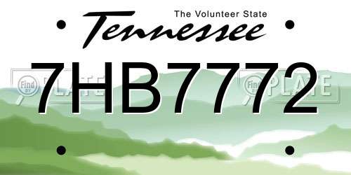 7HB7772 Tennessee License Plate