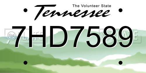 7HD7589 Tennessee License Plate