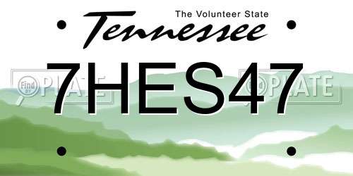 7HES47 Tennessee License Plate