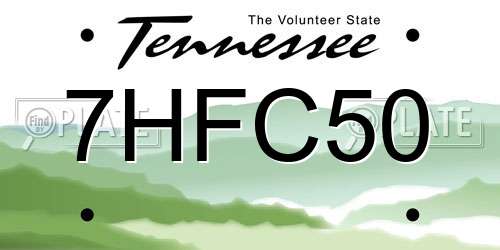 7HFC50 Tennessee License Plate