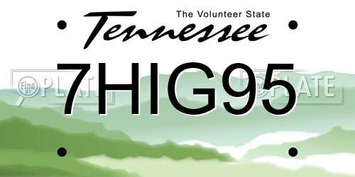 7HIG95 Tennessee License Plate