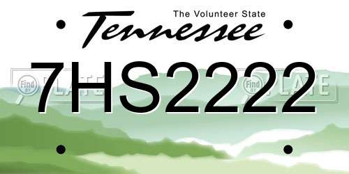 7HS2222 Tennessee License Plate