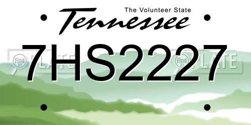 7HS2227 Tennessee License Plate