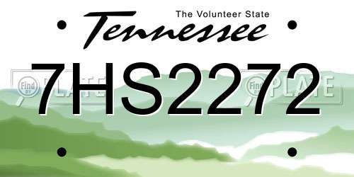 7HS2272 Tennessee License Plate