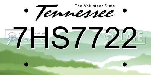 7HS7722 Tennessee License Plate