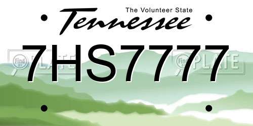 7HS7777 Tennessee License Plate