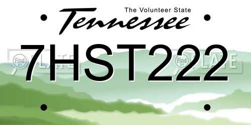 7HST222 Tennessee License Plate