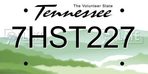 7HST227 Tennessee License Plate