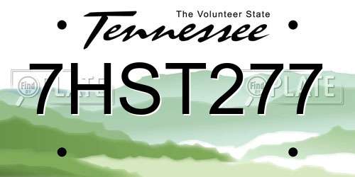 7HST277 Tennessee License Plate