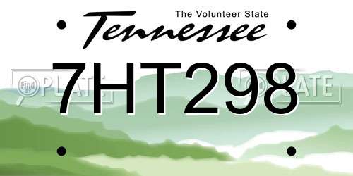 7HT298 Tennessee License Plate