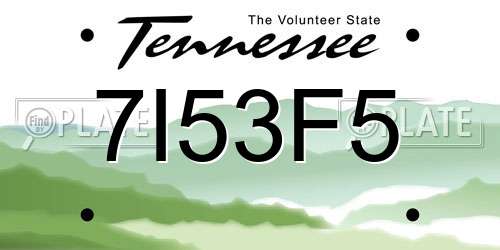 7I53F5 Tennessee License Plate