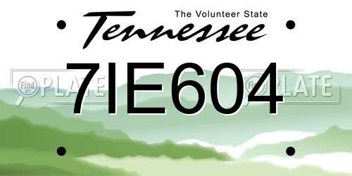7IE604 Tennessee License Plate