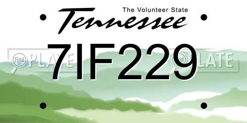 7IF229 Tennessee License Plate
