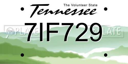 7IF729 Tennessee License Plate