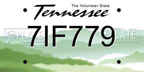 7IF779 Tennessee License Plate