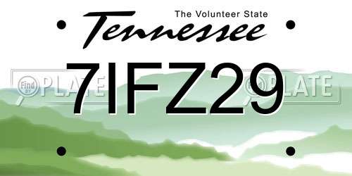 7IFZ29 Tennessee License Plate