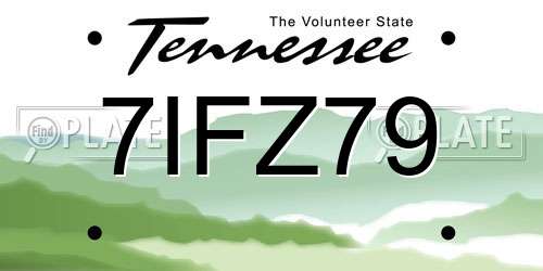 7IFZ79 Tennessee License Plate